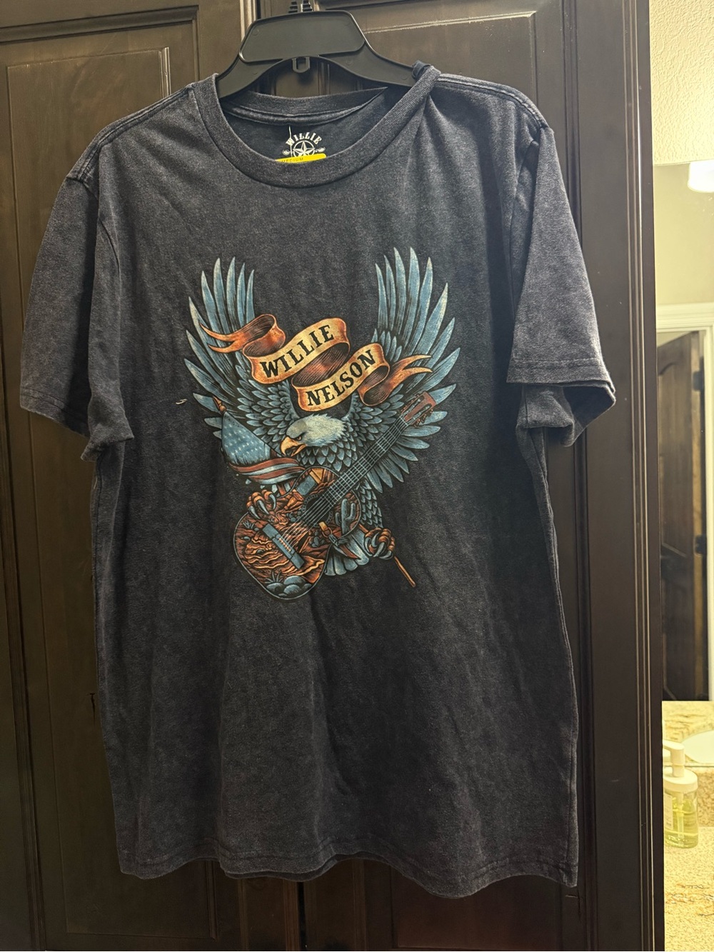Willie Nelson Graphic Tee - Vintage Black Eagle Design